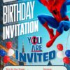 Digital Spiderman Birthday Invitation with Star, balloons - Customizable Canva Template