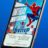 Digital Spiderman Birthday Invitation with Star, balloons - Customizable Canva Template - Image 2