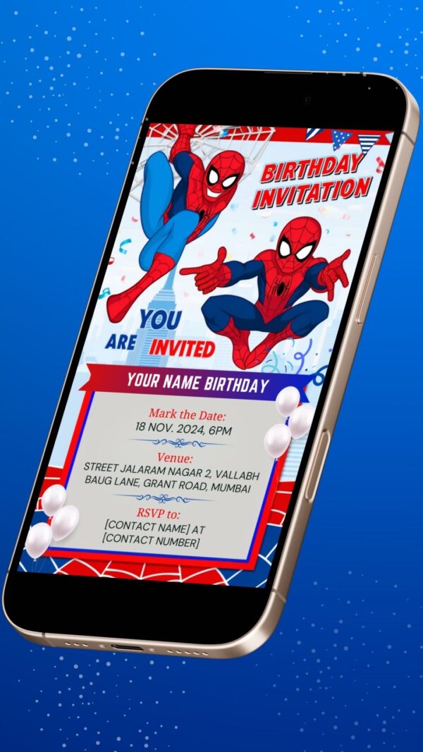 Digital Spiderman Birthday Invitation with Double Character - Customizable Canva Template - Image 2