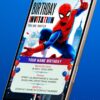 Digital Spiderman Birthday Invitation with Cityscape and Web Swinging - Customizable Canva Template - Image 2