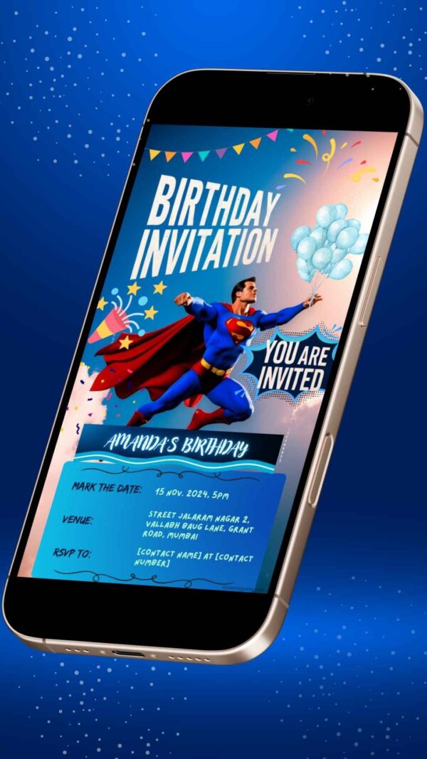 Superman’s Strength and Courage: The Superman Birthday Party Invitation – Customizable Digital Design - Image 2